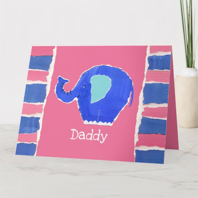 Personlig söt elefant fadersdags-kort kort (Framsida)