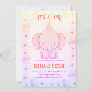 Personlig söt elefant Rosa Bebisens ankomstfest Inbjudningar