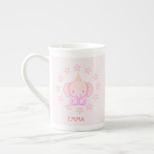 Personlig söt elefant rosa benporslin mugg