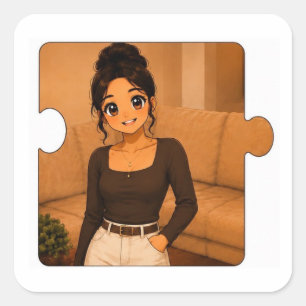 Personlig Söt Familj Sticker Pack Fyrkantigt Klistermärke
