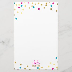 PERSONLIG söt glamoral guld rosa blue konetti Brevpapper