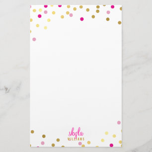PERSONLIG söt glamorös guld söt rosa konetti Brevpapper