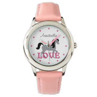 Personlig Söt Horse and Rosa Kärlek Armbandsur
