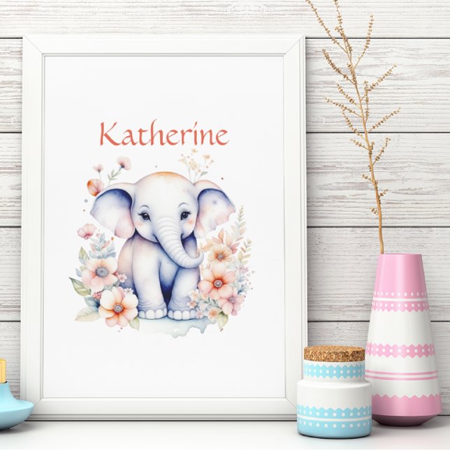 Personlig söt illustration av en baby elefant poster (Skapare uppladdad)