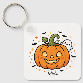 Personlig söt Jack O Lantern-spöke Halloween Nyckelring