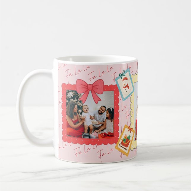 Personlig söt julfotocollage  kaffemugg (Vänster)
