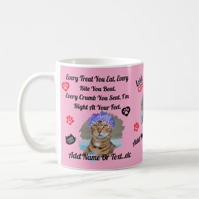 Personlig söt kattskål för kattälskare - Rolig Kaffemugg (Vänster)