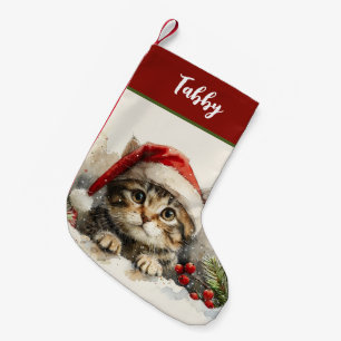 Personlig söt kattunge katt liten julstrumpa