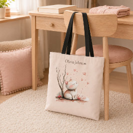 Personlig söt kattunge med hjärtan-totebag tygkasse
