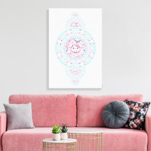 Personlig Söt Kawaii Kanin Dekorativ Mandala Canvastryck