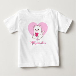 Personlig Söt Kawaii Rosa Hjärtans Katt Namn T Shirt