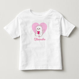 Personlig Söt Kawaii Rosa Hjärtkatt Namn T Shirt