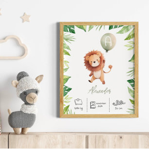 Personlig söt lejon med Balloons Nursery Poster