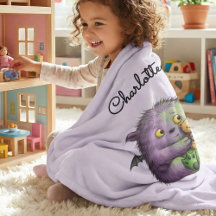 Personlig söt lila grön fluffig monster barn