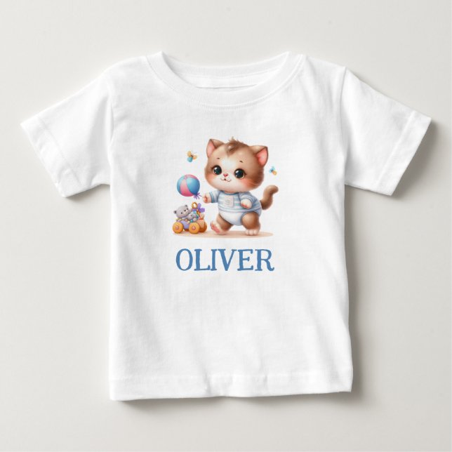 Personlig söt liten katt som spelar t shirt (Framsida)