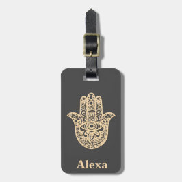 Personlig söt lyckosam hamsa-hand bagagebricka