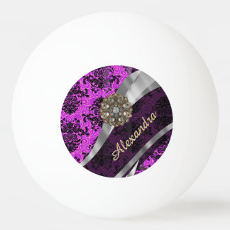 Personlig söt magenta Dold Damask-mönster Pingisboll