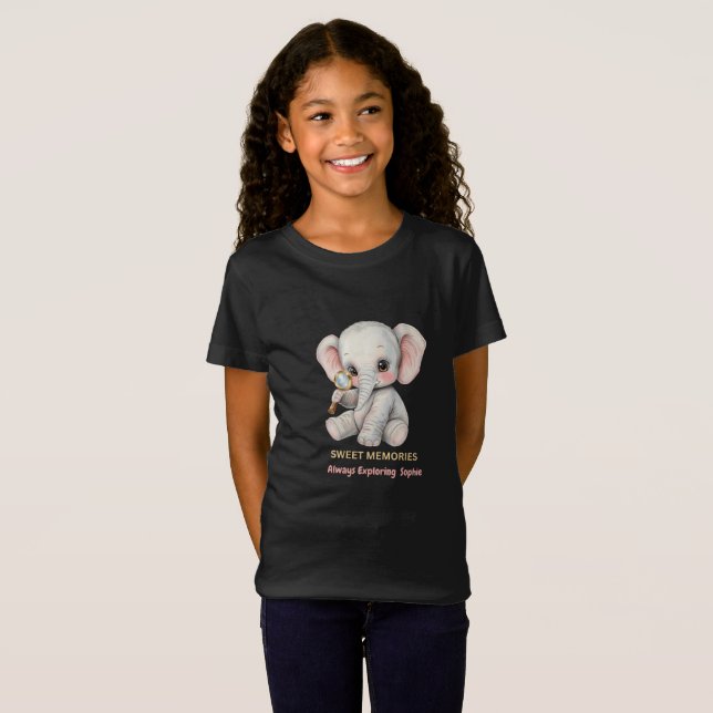 Personlig Söt Minnes Elefant Barn T-Shirt (Hel framsida)