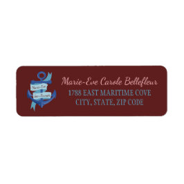 Personlig Söt Nautical Blue Anchor Bröllop Returadress Etikett