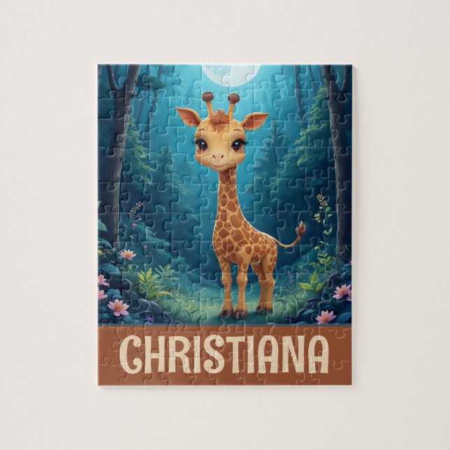 Personlig söt och fantasifull giraff pussel (Vertikal)