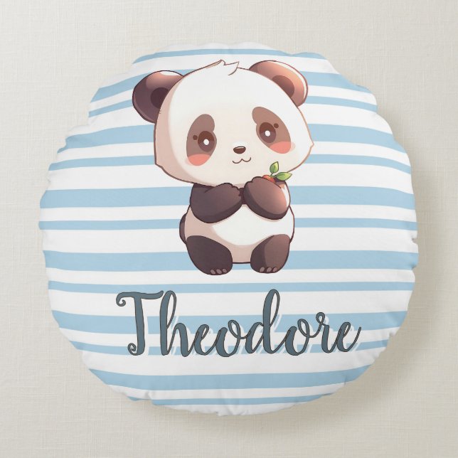Personlig Söt Panda Söta Drömmar Rund Kudd Kudde (Framsidan)