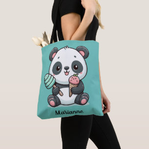 Personlig, söt panda tote tygkasse