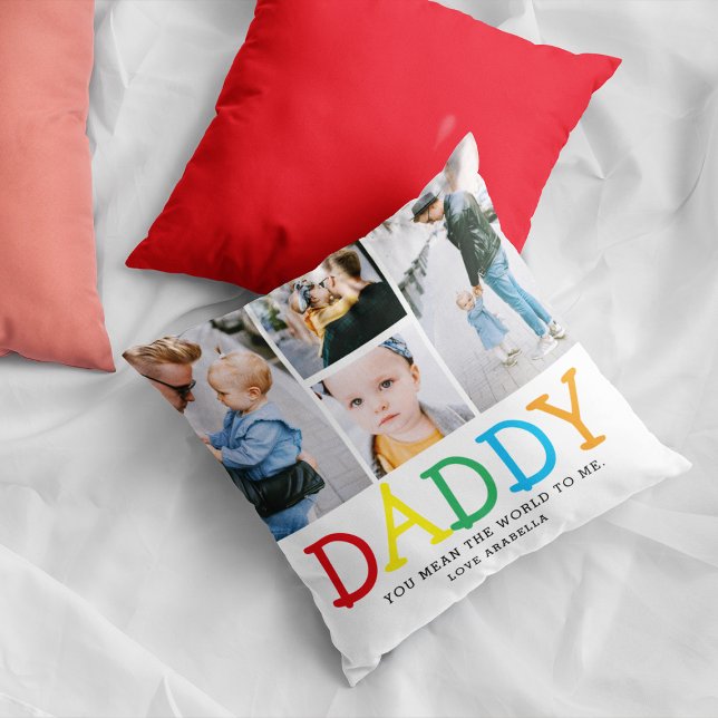 Personlig söt 'Pappa' fotokollagegåva Kudde (Skapare uppladdad)