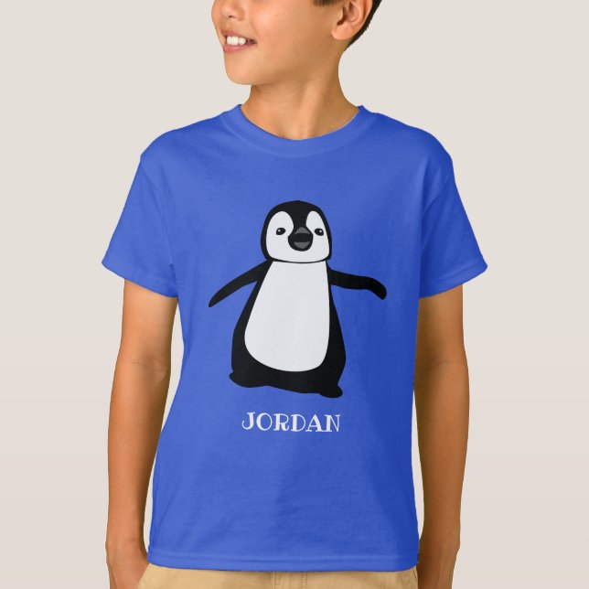 Personlig, söt penguin illustration Boy T Shirt (Framsida)