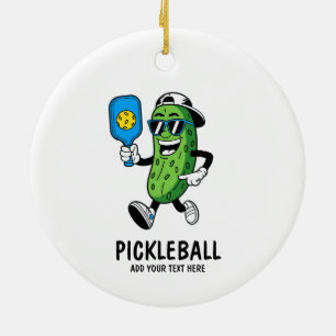 Personlig söt pickle som spelar pickleball rolig julgransprydnad keramik