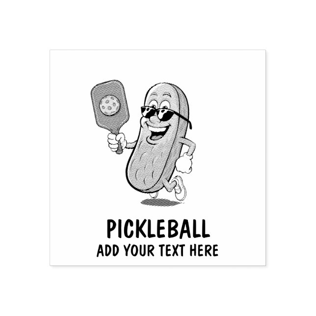 Personlig söt pickle som spelar pickleball rolig stämpel (Tryck)