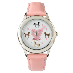 Personlig Söt Ponies och Rosa Heart Horse Armbandsur