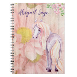 Personlig Söt Pony och Daisy Flowers Horse Anteckningsbok