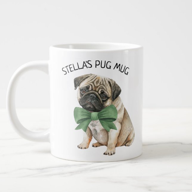 Personlig söt Pug Jumbo Mugg (Vänster)