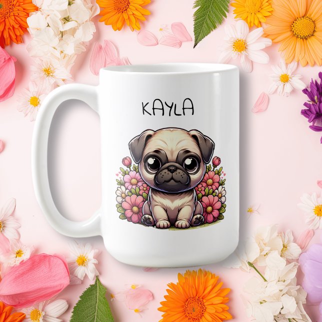 Personlig söt Pug-valp hund Kaffemugg (Skapare uppladdad)