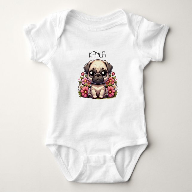 Personlig söt Pug-valp hund T Shirt (Framsida)