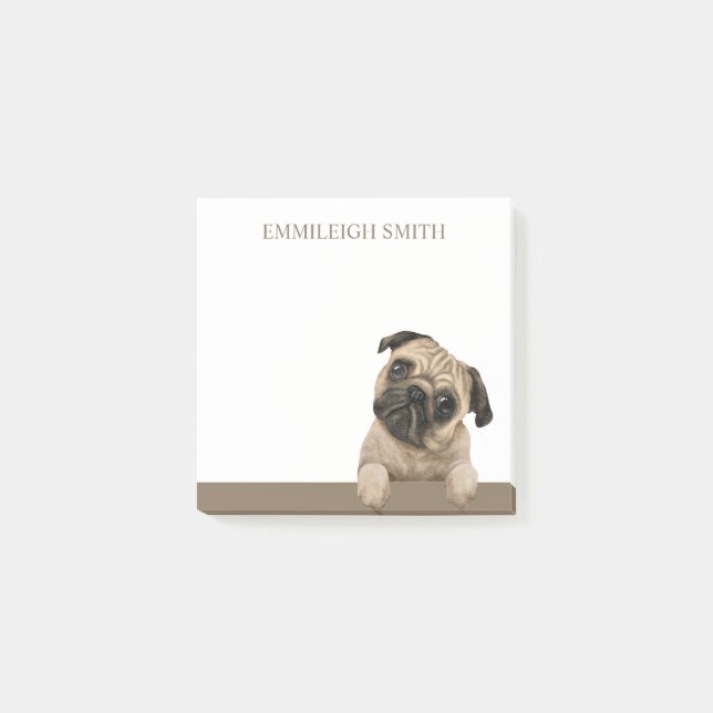 Personlig söt Pug-valp Hundnamn Post-it Block (Framsida)