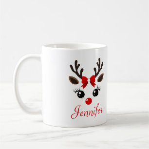 Personlig söt ren julmugg kaffemugg
