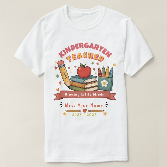 Personlig Söt Retro Lärarpresent T-Shirt (Design framsida)