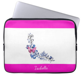 Personlig Söt Rosa Butterfly Electronics Bag Laptop Fodral