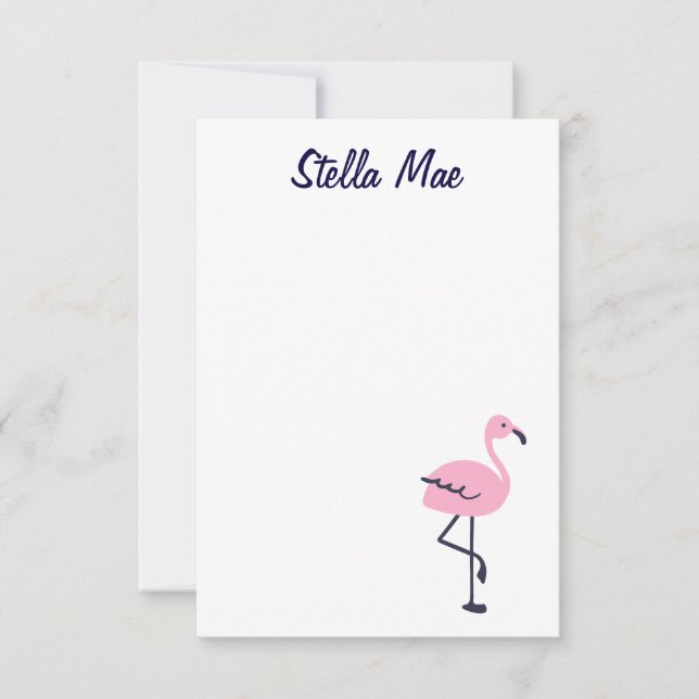 Personlig söt rosa flamingo notecard anteckningskort (Framsida)