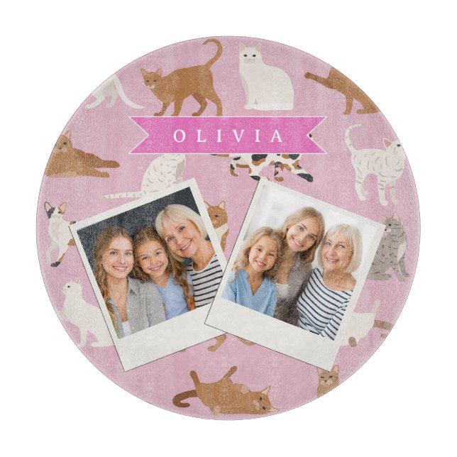 Personlig söt rosa kattmönster present kattälskare (Framsidan)