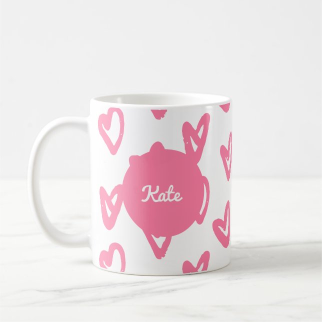 Personlig Söt rosa mönster Kaffemugg (Vänster)