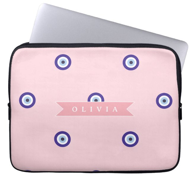 Personlig söt rosa ond ögon specialpresent laptop fodral (Framsidan)