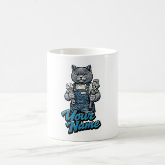 Personlig söt skotsk veckat katt rörmokare kaffemugg