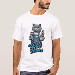 Personlig söt skotsk veckat katt rörmokare t shirt