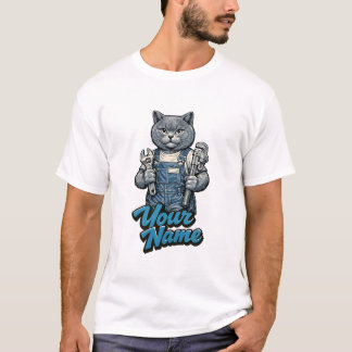 Personlig söt skotsk veckat katt rörmokare t shirt
