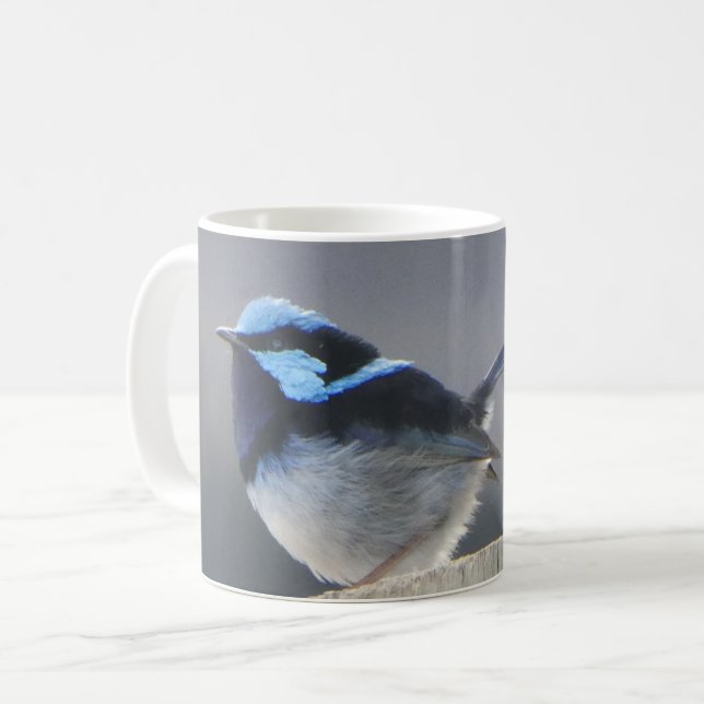 Personlig Söt Superb Fairywren Kaffe Mugg (Framsida vänster)