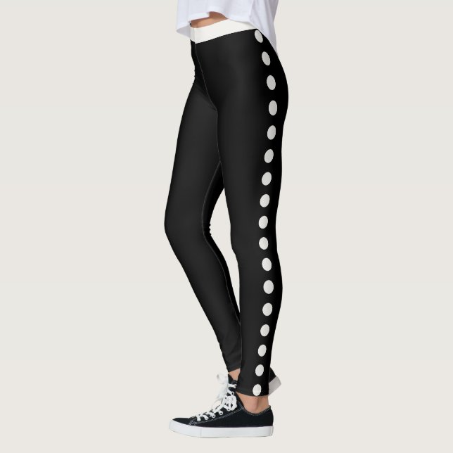 Personlig söt svart neutral prickmönster leggings (Vänster)