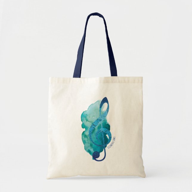 Personlig Söt Teal Treble Clef Music Tygkasse (Framsidan)
