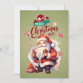 Personlig söt tomte platt julkort